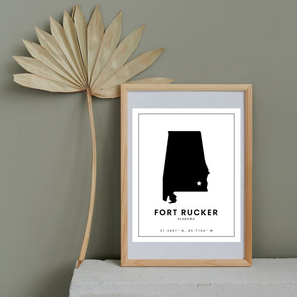 Map of Alabama Fort Rucker Etsy