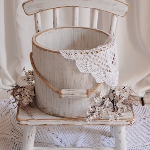 Wooden bucket for newborn photography, posing bowl, baby photo prop, newborn props