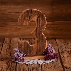 Wooden Three Sign for Children Photography, Birthday Decoration, Photography Prop