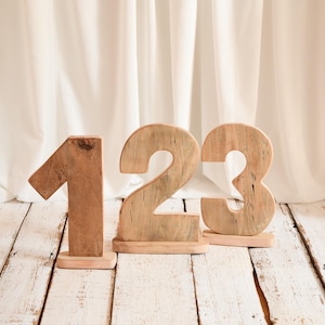 Wooden Numbers for Cake Smash and Birthday Photography - Set of Three Signs Photo Props