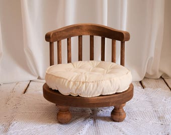 Vintage Wooden Photography Prop Chair with Pillow