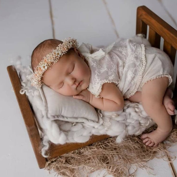 Lit en bois pour nouveau-né, lit bébé, accessoires photo pour lit, accessoires pour photographie de bébé, accessoires pour nouveau-né