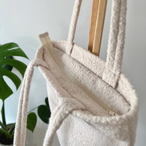 Teddy Tote Bag With Zipper, Sherpa Tote Bag, Fluffy Bag, Sherpa Purse, Fuzzy Tote Bag, Fur Bag