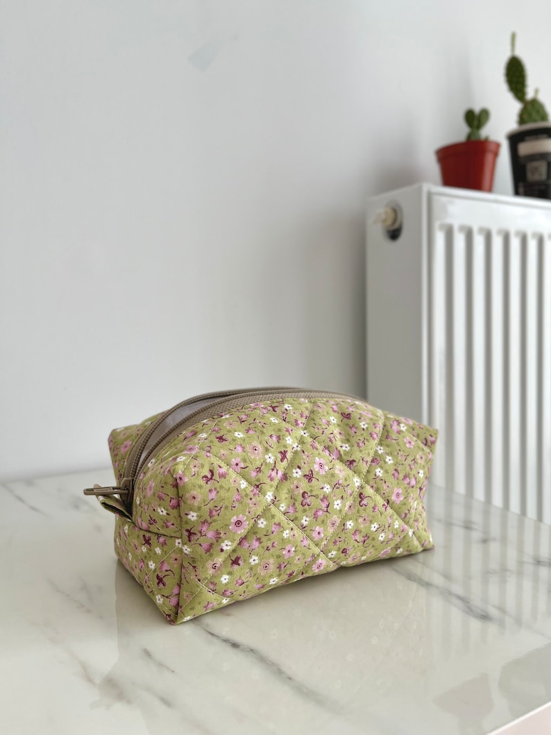 Quilted Makeup Bag Floral Makeup Bag Toiletry Bag Women - Etsy