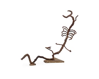 Brutal Scorpion Sculpture, Very Expressive Iron Skeleton Sculpture, Mid Century Wrought Iron Brutalist Sculpture