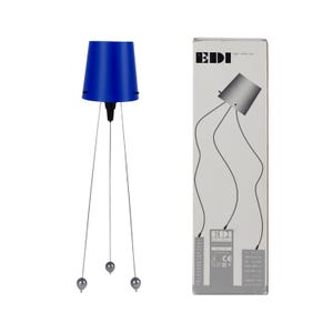 Edi Tischlampe von Luigi Pellitteri für Pellitteri Light Italy 1990er Jahre, blauer Polycarbonat Schirm mit verstellbaren Drahtbeinen, neu in Originalverpackung