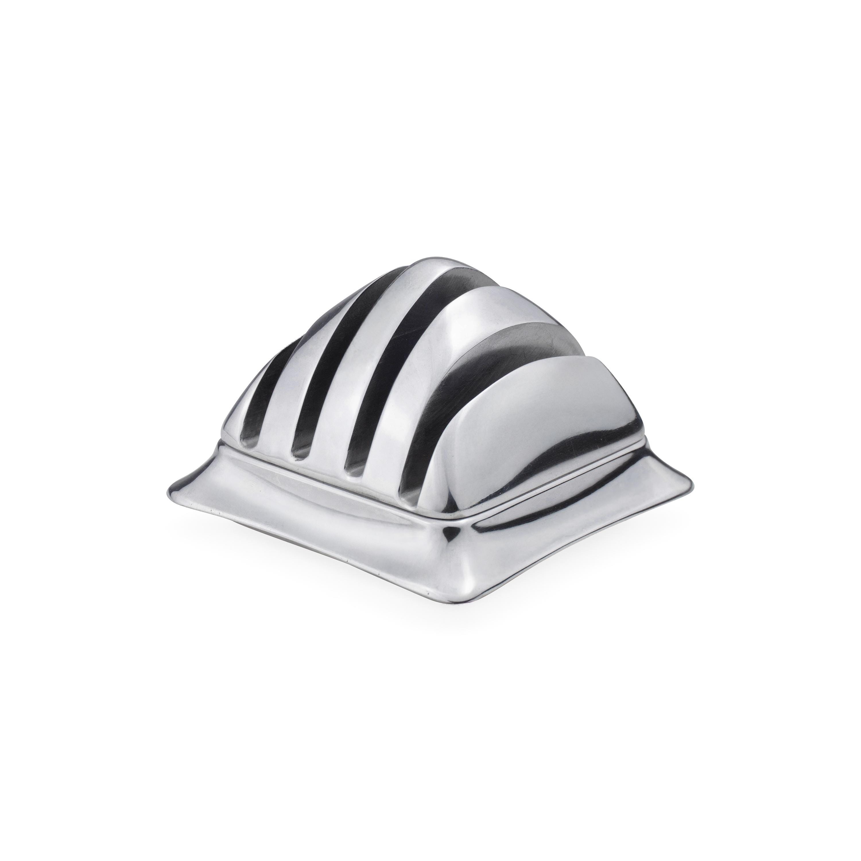 How_Card Plate Fusion Desk Organizer by Setsu & Shinobu Ito for NAVA Italy 2002, Polished Cast Aluminum File Holder and Tray New in Box