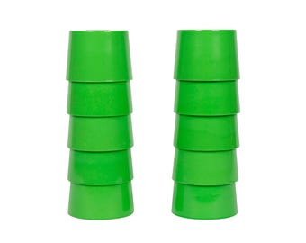 Candelabros apilables vintage de plástico verde, marca Meccano Company, juego de 10 unidades.