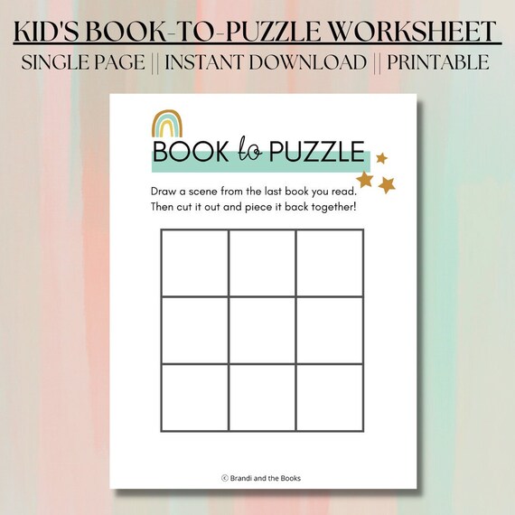 Kid's Book-to-puzzle Printable Instant Download - Etsy