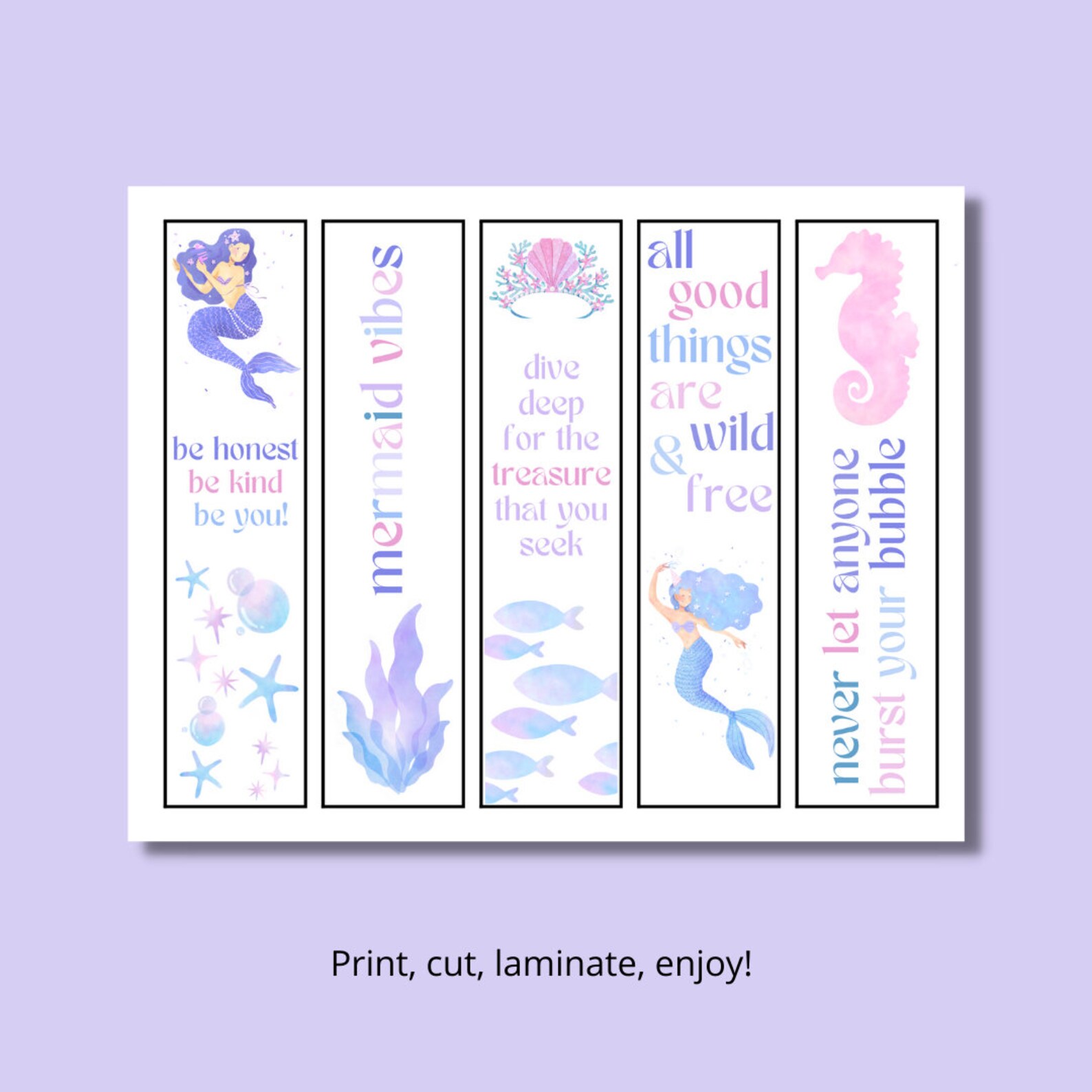 Watercolor Mermaid Bookmark Printable Instant Download - Etsy