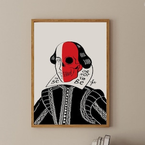 Trendy Shakespeare print, Original author wall decor, Hamlet play wall hanging, Shakespeare DIGITAL download, Be or not to be illustration