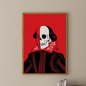 Trendy Shakespeare print, Original artwork wall decor, Minimalist author poster, Literature quote art, Be or not to be, Hamlet play, Digital