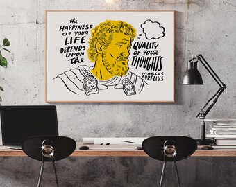Marcus Aurelius Original Art Print, Philosophy quote poster, Inspirational phrase wall art, Ancient Greek philosopher, Stoicism Stoic gift