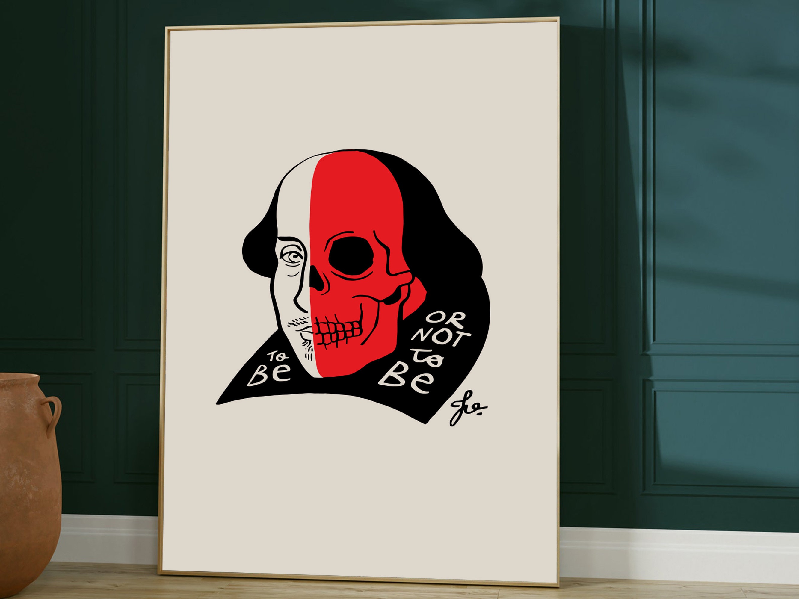 Hamlet poster Shakespeare print DIGITAL quote poster Retro literary poster Dorm decor Plays by Shakespeare Original artwork Be or not to be