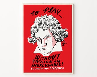 Beethoven quote print, Beethoven artwork pop art, Famous musician poster, Inspirational phrase, Classic music gift, Digital download, Unique