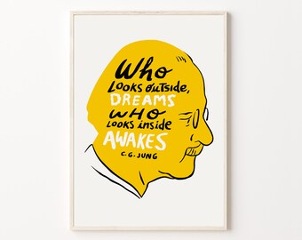 Carl Jung quote poster Psychology quotes Therapy office decor Mental health Therapist decor Psychologist wall art Original artwork DIGITAL