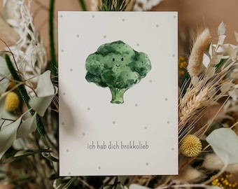 Postcard 'Brokkolieb', with/without envelope, birthday, greeting card, postcard, gift idea, I love you brokkoliebe