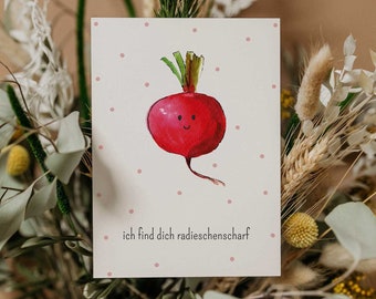 Postcard 'Radieschenscharf', with/without envelope, birthday, greeting card, postcard, gift idea, I find you radishes sharp