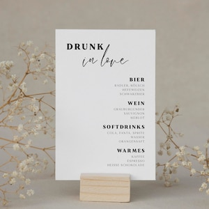 Drinks menu wedding; Drinks Overview; Bar sign wedding