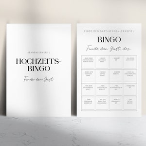 50 bingo cards; Wedding Game: Find the Guest; party game; bingo