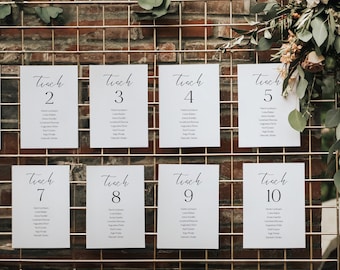 A6 Seating Plan, Seating Cards, Seating Arrangement | Wedding | Wedding Seating Chart | Who sits where