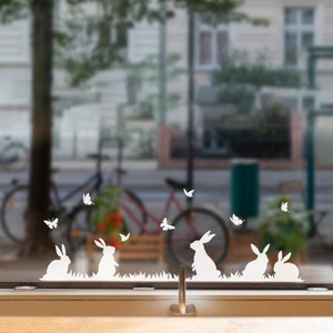 Window picture rabbit meadow, sticker, vinyl sticker flowers, Easter decoration