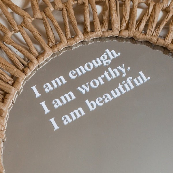 Spiegelsticker, Aufkleber, I am enough, I am worthy, I am beautiful. Zuspruch, Motivation