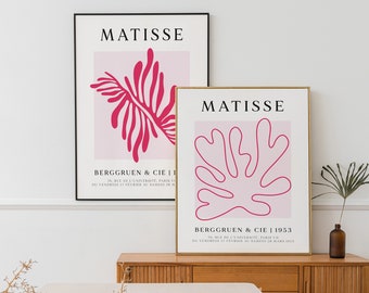 Set of 2 poster Henri Matisse pink; art print; Set of 2 murals; Abstract murals; Modern art prints; Pressure