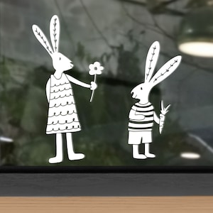Window picture Easter bunnies, stickers, vinyl stickers flowers, Easter decorations, spring decorations, bunnies, rabbits