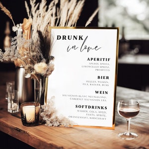 A4/A3 drinks poster, drinks menu wedding; drinks overview; Wedding bar sign