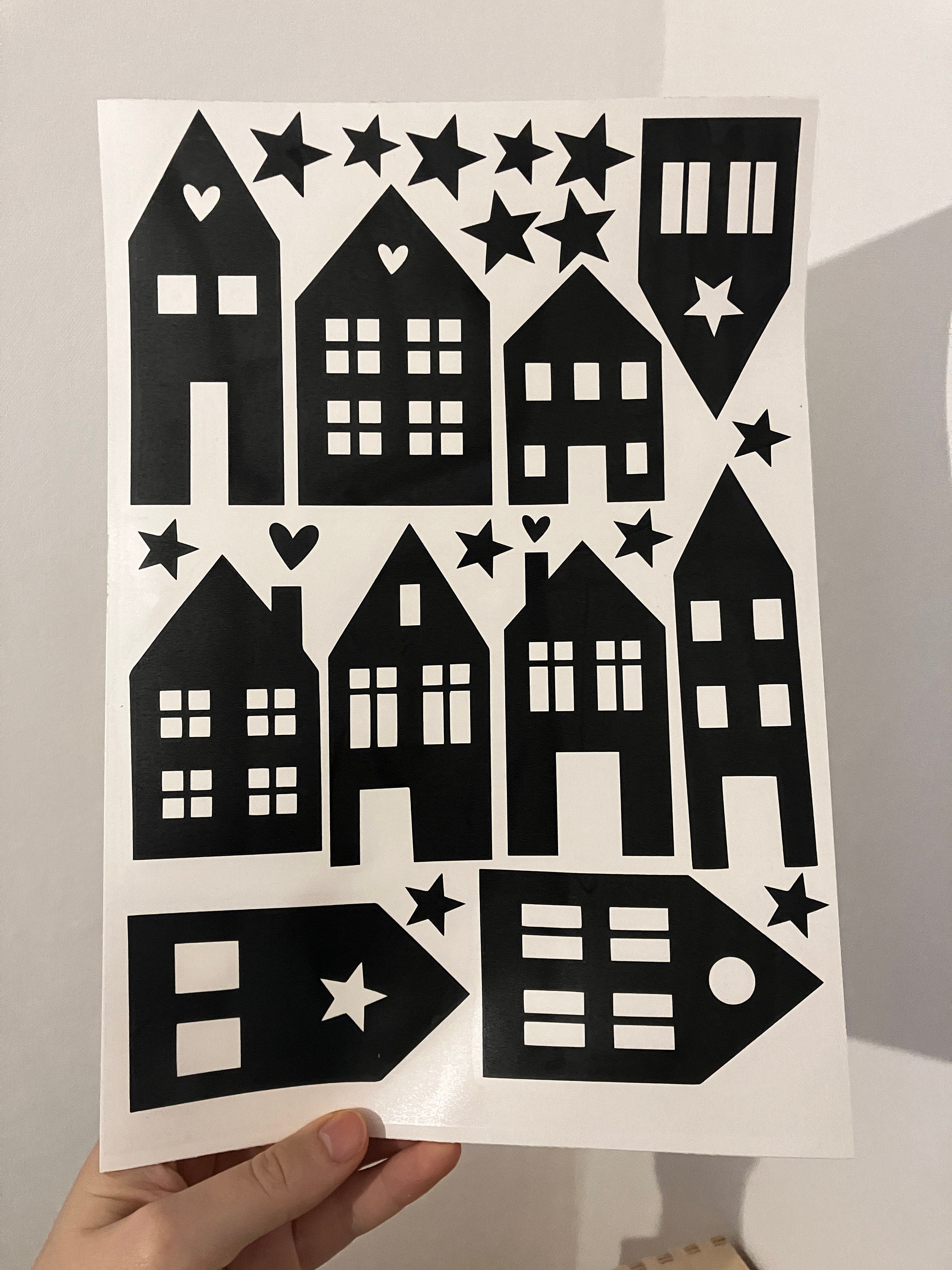 Window Picture, Sticker, Vinyl Sticker Houses, Winter Village - Etsy