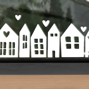 XL houses, window picture, sticker, large vinyl sticker houses, winter village, Christmas, Christmas decoration, trees, Christmas tree
