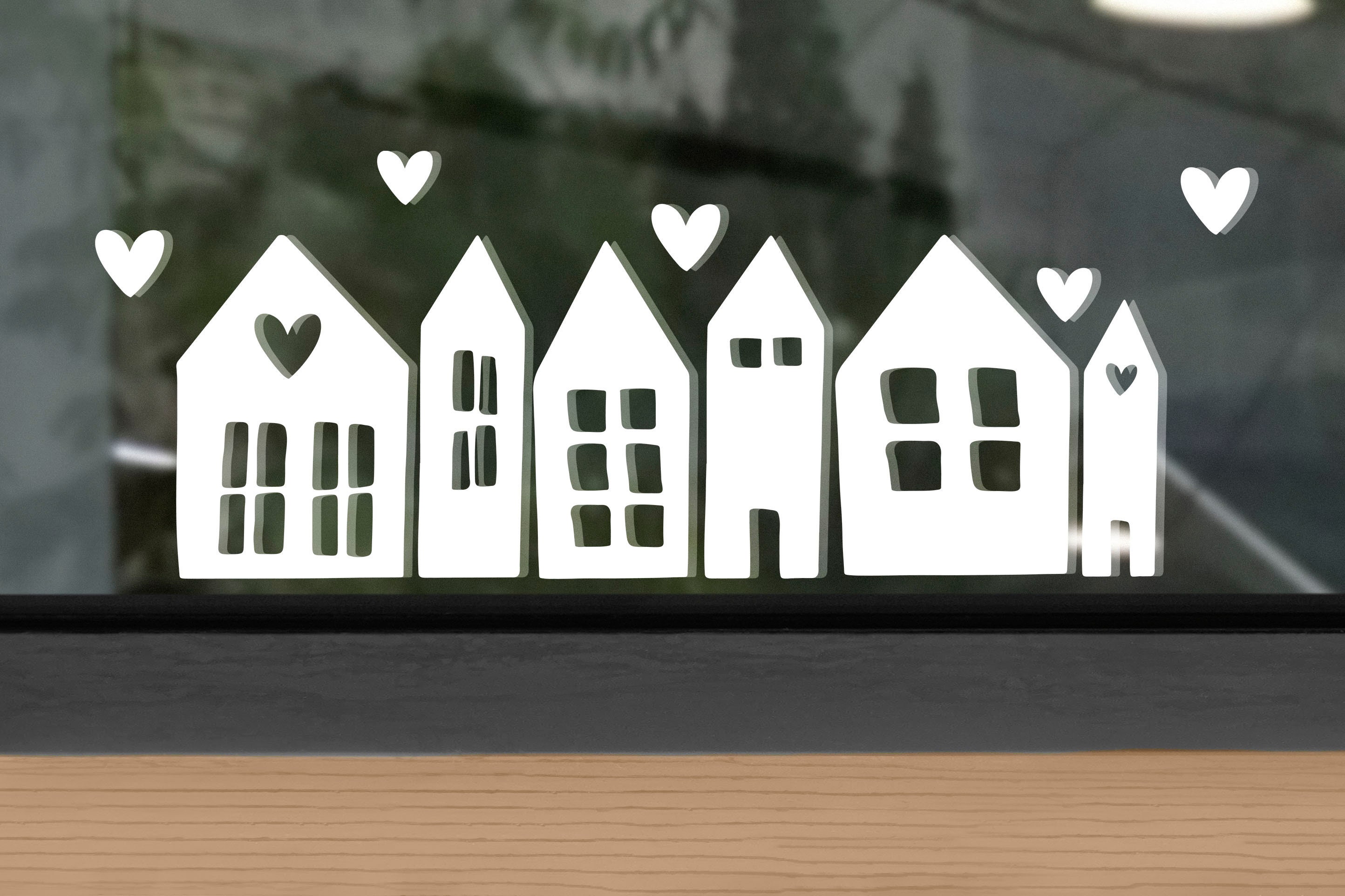 XL houses, window picture, sticker, large vinyl sticker houses,…