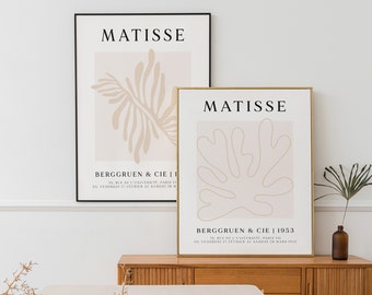 Set of 2 poster Henri Matisse beige; art print; Set of 2 murals; Abstract murals; Modern art prints; Pressure
