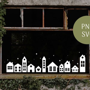 Plotter file | Window picture Christmas | Digital file | Window picture houses, Christmas village, svg, png, Christmas
