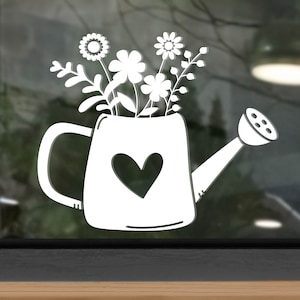 Window picture watering can, sticker, vinyl sticker flowers, Easter decoration, spring decoration