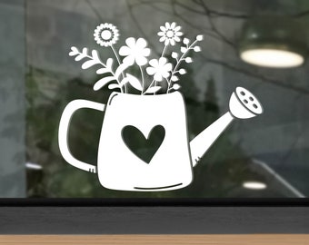 Window picture watering can, sticker, vinyl sticker flowers, Easter decoration, spring decoration