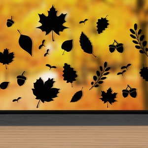 Window picture autumn, sticker, vinyl sticker autumn, autumn leaves, autumn decoration, autumnal, Halloween