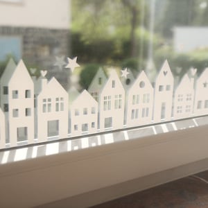 Window picture, sticker, vinyl sticker houses, winter village