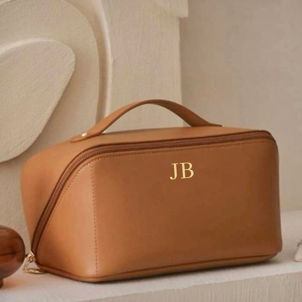 Personalised makeup bag, travel bag, with handle and compartments