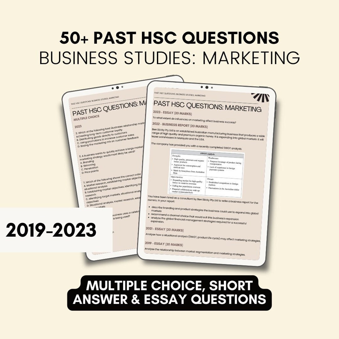 50+ HSC Business Studies Questions Marketing, 2019-2023 - Etsy