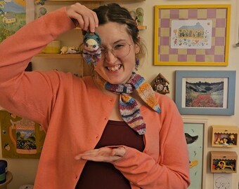 LIMITED EDITION: Matching Scarf and Mini Frog Bag Friends! made by allieandjules, frog gift to keep your bag company, gift ideas