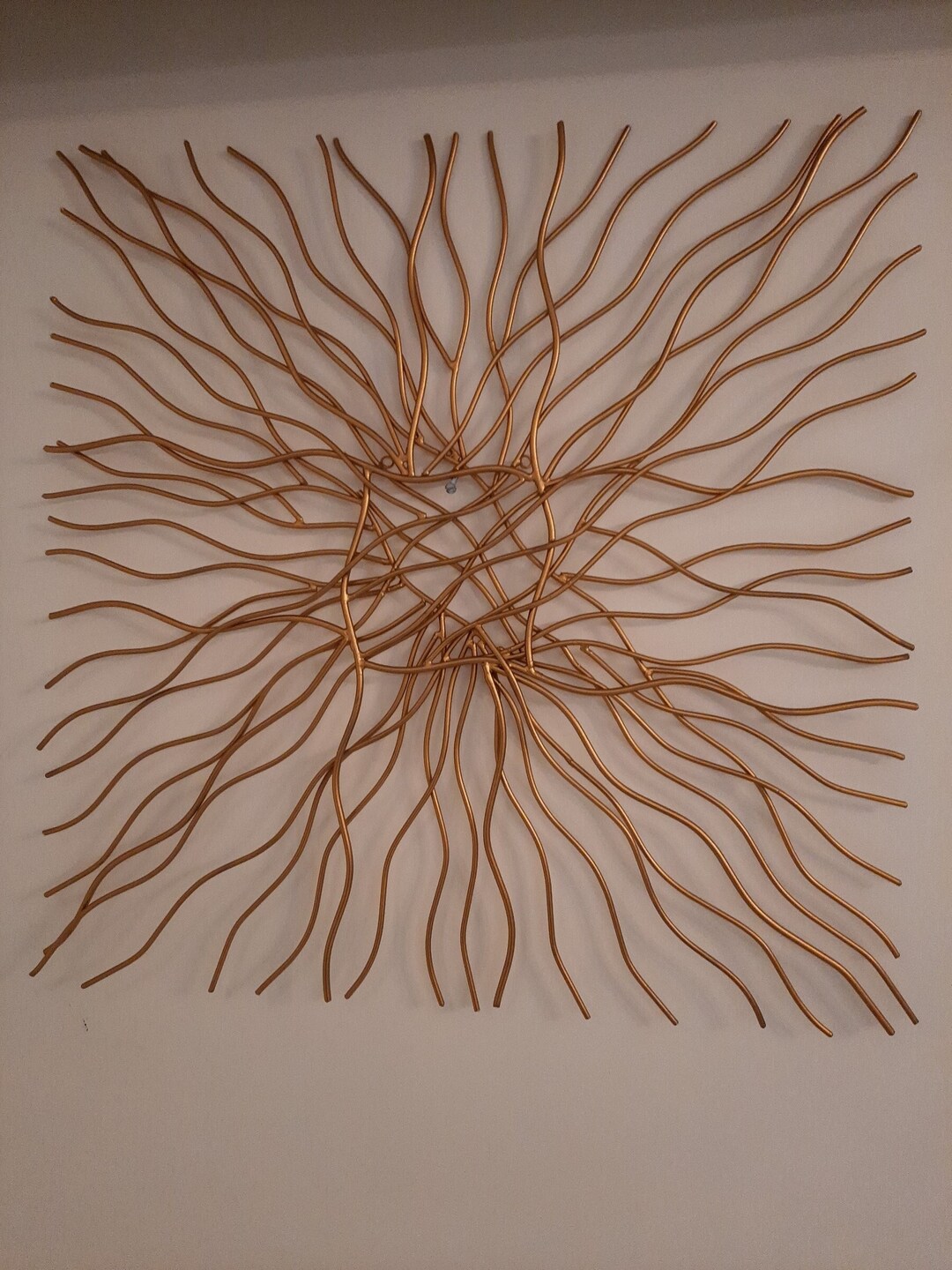 Metal Gold Wall Art Cross Wired QR Code 3 D Graphic Big Handmade Room