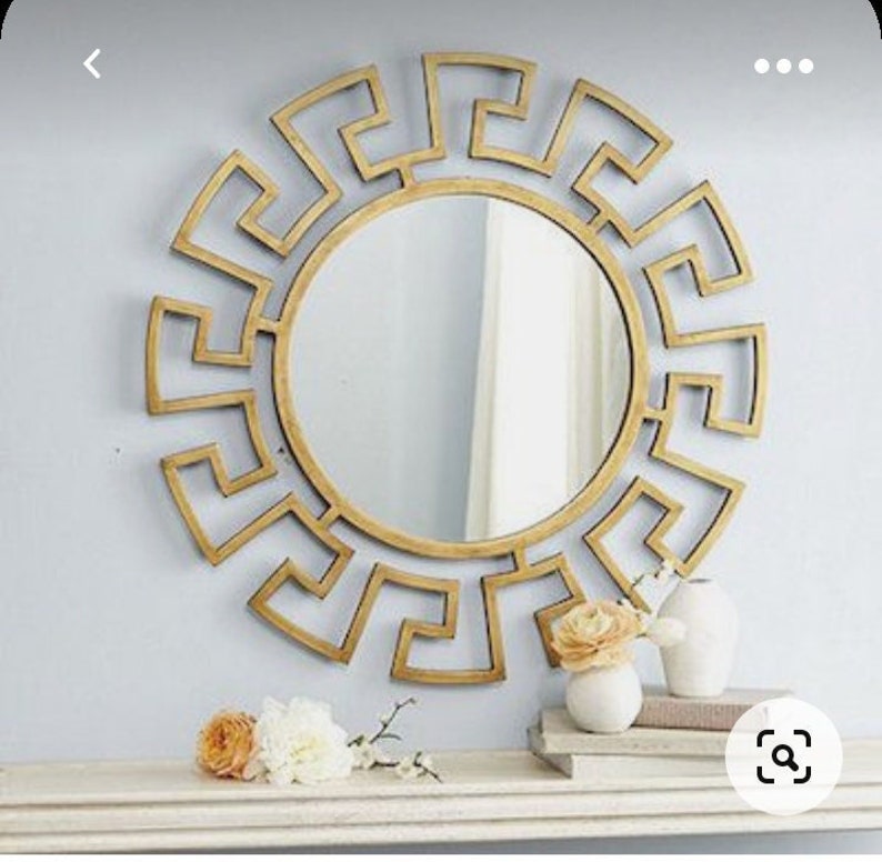 Metal Gold Round Abstract Wall Mirror Arabic Handmade Big Wall Accent