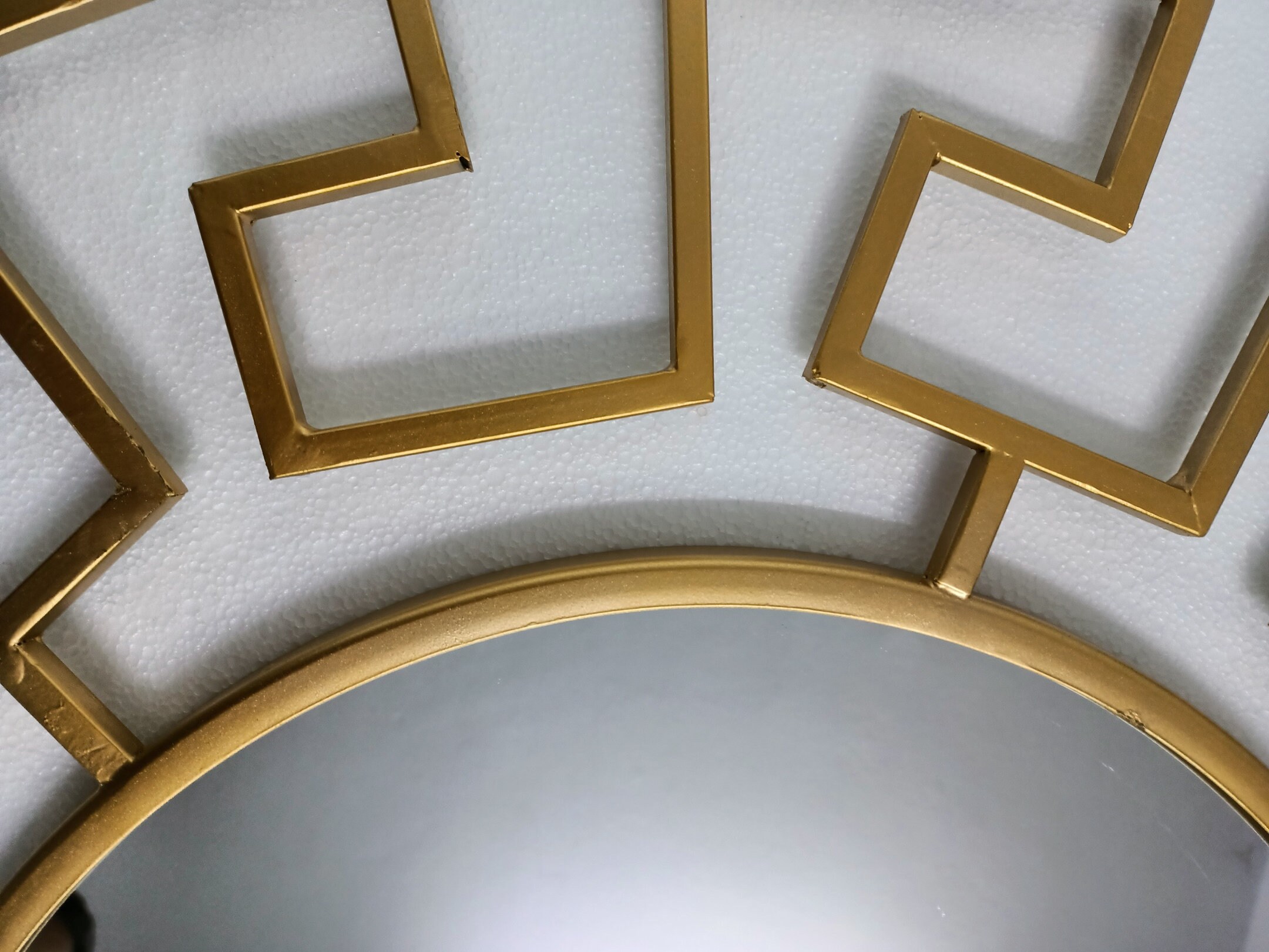 Metal Gold Round Abstract Wall Mirror Arabic Handmade Big Wall Accent