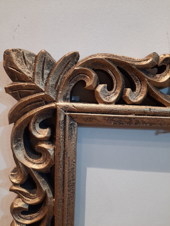 Handmade Wooden Mirror Frames 1 on 1 Free Copper Color Vintage Rustic  Distressed Design Rural Craft 