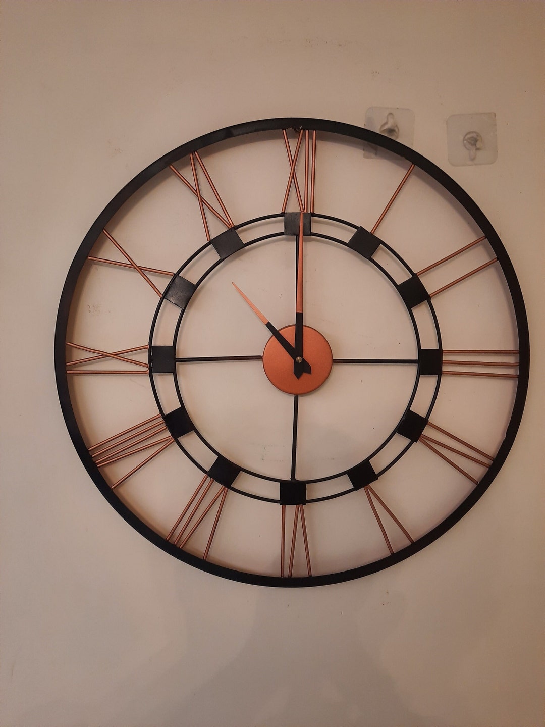 Metal Skeleton Wall Clock Copper & Black Shaded Hands Vintage Etsy