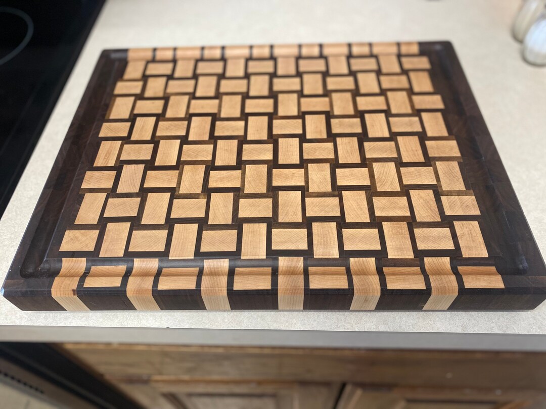 End Grain Cutting Board Basket Weave Pattern Etsy