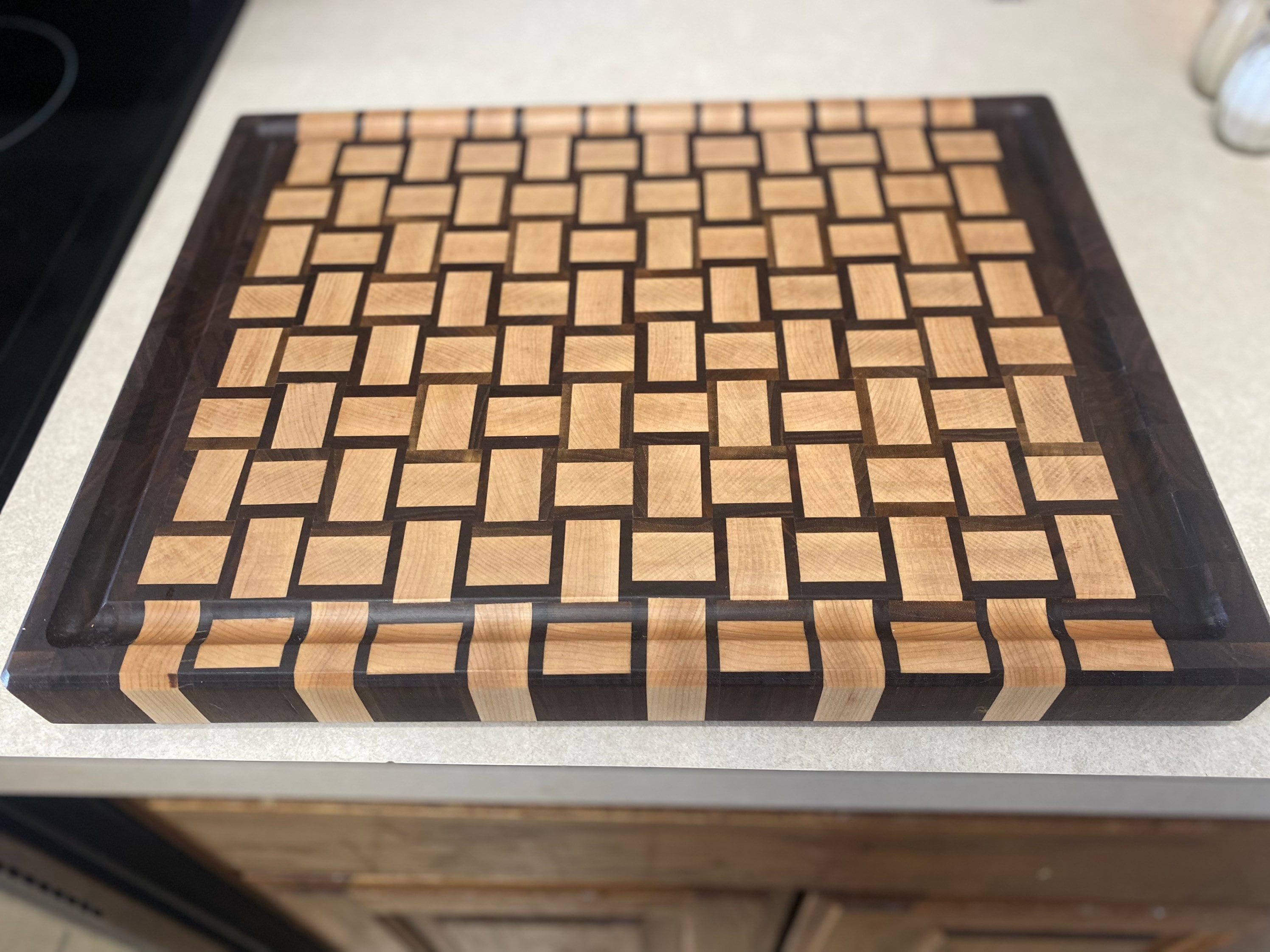 End Grain Cutting Board Basket Weave Pattern Etsy Canada