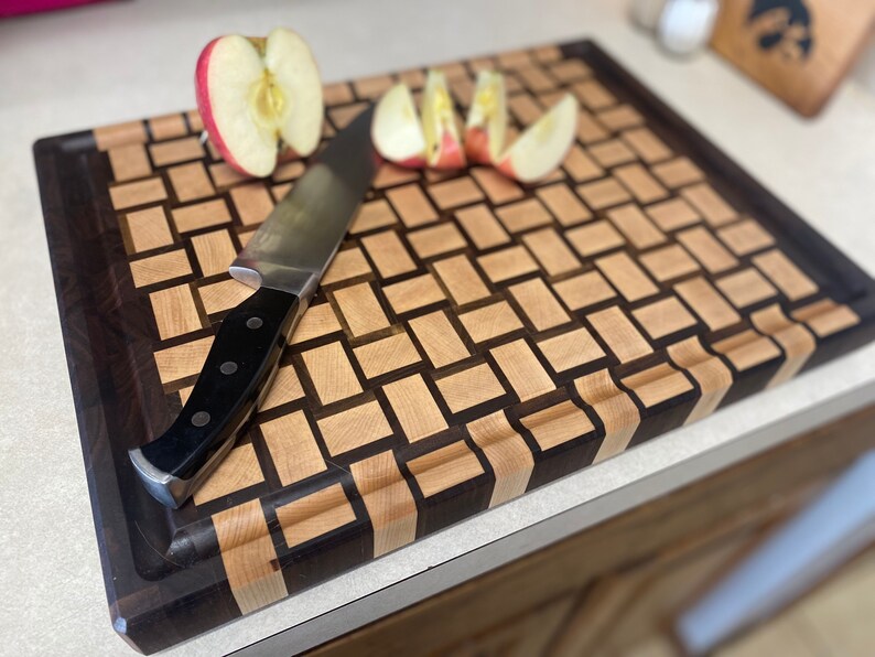 End Grain Cutting Board Basket Weave Pattern Etsy